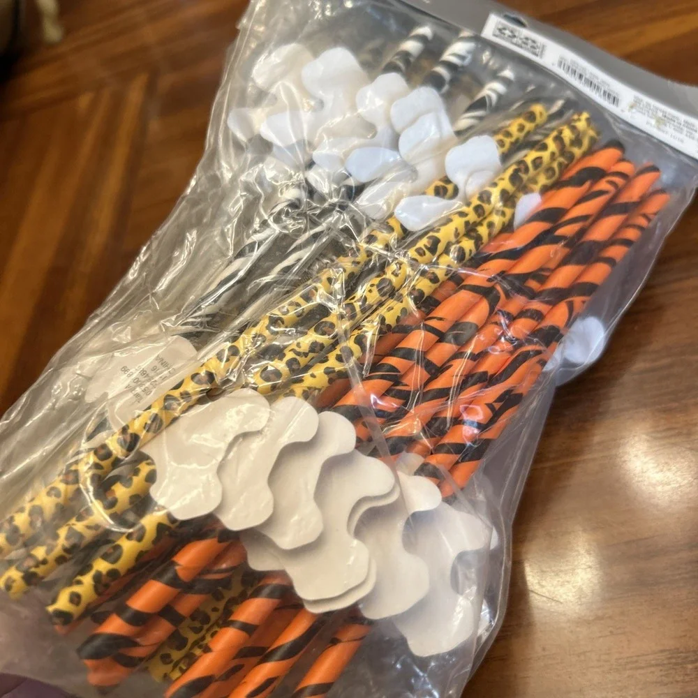 Spritz 60 Paper Cheetah Tiger Zebra Zoo Straws 2016‎ Birthday